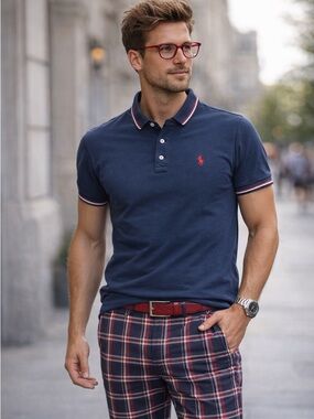 Ralph Lauren (blue/yellow tag) Navy Polo (men's large)